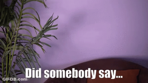 A Purple Wall With The Words Did Somebody Say On It GIF