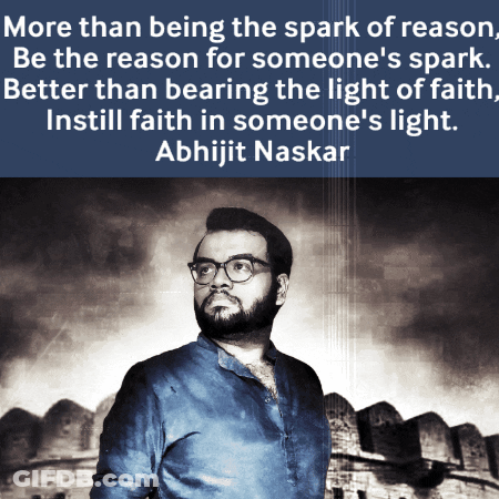 A Quote By Abhijit Naskar Is Displayed Above A Man GIF