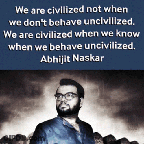 A Quote By Abhijit Naskar Is Displayed On A Blue Background GIF