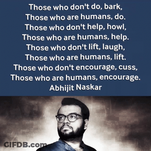 A Quote By Abhijit Naskar Is Displayed On A Blue Background GIF