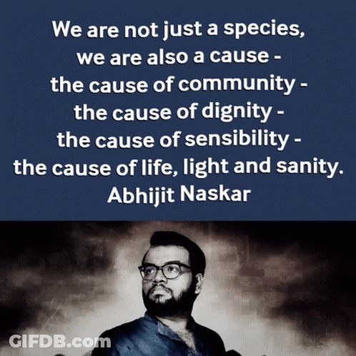 A Quote By Abhijit Naskar Is On A Blue Background GIF