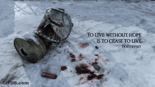 A Quote By Dostoyevsky Is Displayed On A Snowy Ground GIF