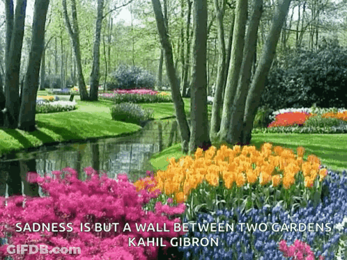 A Quote By Kahlil Gibbon Is Displayed On A Picture Of A Garden GIF
