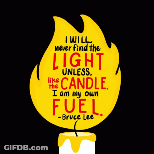 A Quote From Bruce Lee Is On A Yellow Background GIF