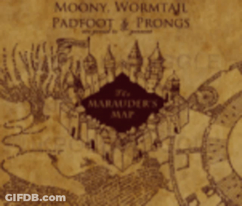 A Quote From Harry Potter That Says " Swear That I Am Up To No Good " On A Map GIF