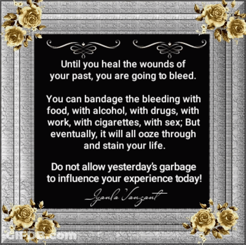 A Quote From Ivana Vincent Is Surrounded By Gold Roses GIF
