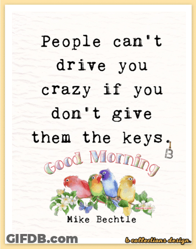 A Quote From Mike Bechtle That Says People Can T Drive You Crazy If You Do N't Give Them The Keys GIF