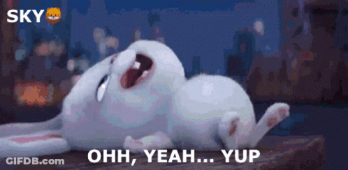 A Rabbit Is Laying Down With Its Mouth Open And The Words Ohh Yeah Yup Below It GIF