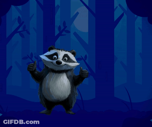 Raccoon Giving Thumbs Up Next To Ghost And Bat Spooky Text GIF