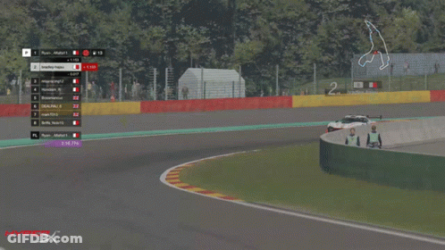 A Race Car Is Driving Down A Track With A Hyperx Logo In The Foreground GIF