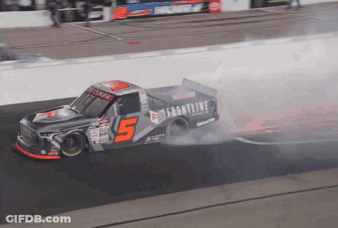 A Race Car With Frontline Written On The Side Of It GIF