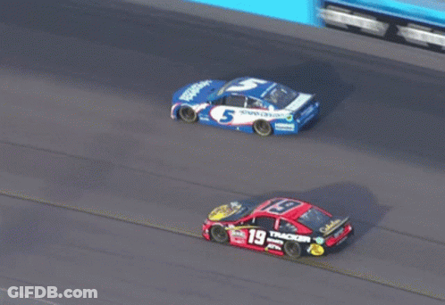 A Race Car With The Number 19 On The Front GIF