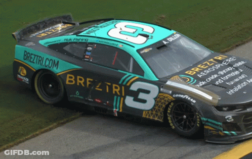 A Race Car With The Number 3 On The Side Of It GIF