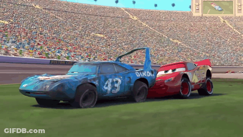 A Race Car With The Number 43 On The Side Of It GIF