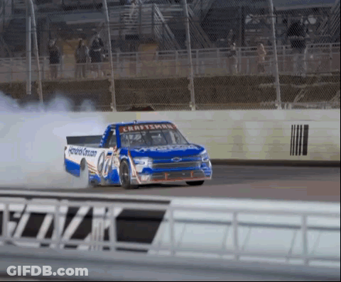 A Race Car With The Word Craftsman On The Front Of It GIF
