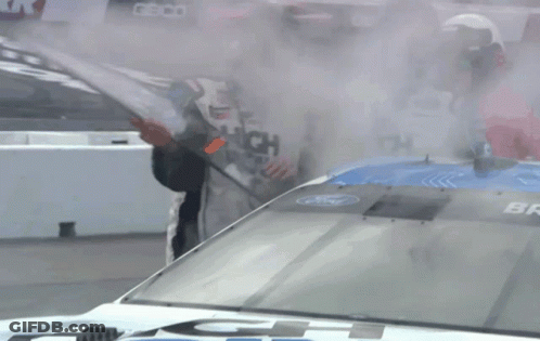 A Race Car With The Word High Point Written On The Side GIF