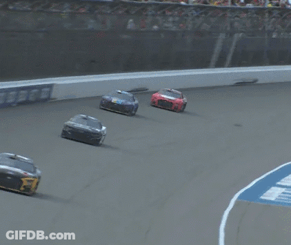 A Race Track With A Checkered Flag That Says ' Shasta Fireway ' On It GIF