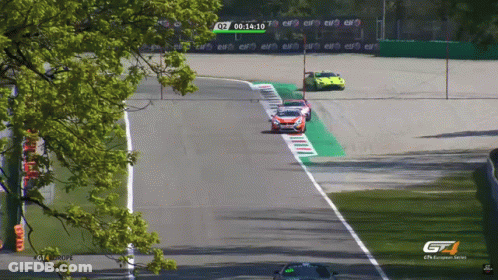 A Race Track With A Gt4 European Series Logo On It GIF