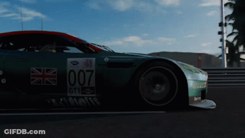 A Racing Car With The Number 007 On The Side GIF