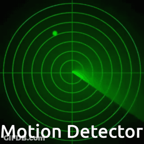 A Radar Screen With The Words Motion Detector Written Below It GIF