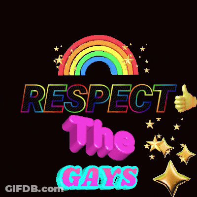 A Rainbow And The Words Respect The Gays On A Black Background GIF