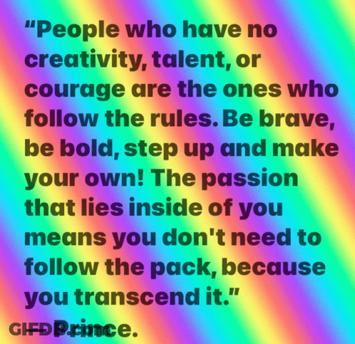 A Rainbow Background With A Quote From Prince GIF