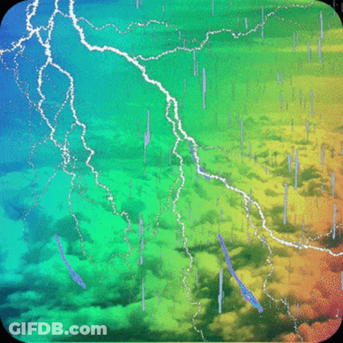 A Rainbow Colored Background With A Lightning Bolt GIF