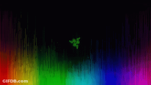 A Rainbow Colored Background With A Snake Logo In The Center GIF