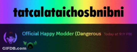 A Rainbow Colored Background With The Words Tatcalataichosbnibni On It GIF