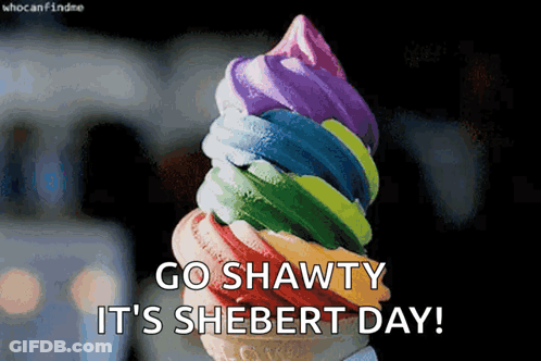 A Rainbow Colored Ice Cream Cone With The Words Go Shawty It 'S Shebert Day Written Below It GIF
