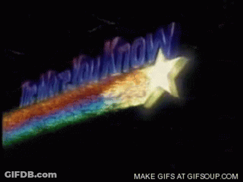 A Rainbow Colored Star Is Flying In Front Of The Word You Know GIF