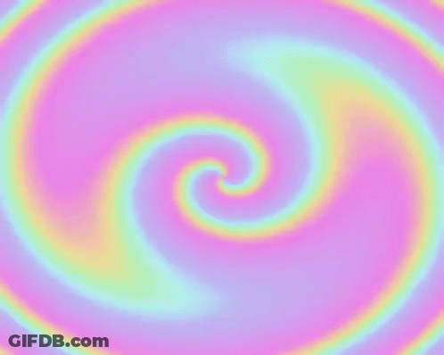 A Rainbow Colored Swirl On A Pink And Purple Background GIF
