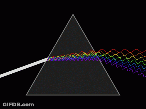 A Rainbow Colored Wave Is Being Reflected By A Triangle GIF