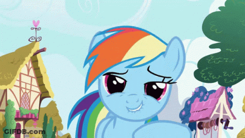 Rainbow Dash Smiling In Front Of House GIF