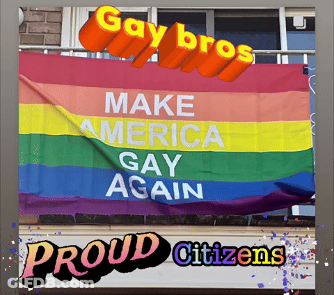 A Rainbow Flag With Make America Gay Again Written On It GIF