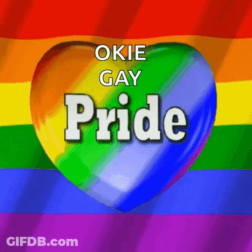 A Rainbow Heart That Says Okie Gay Pride On It GIF