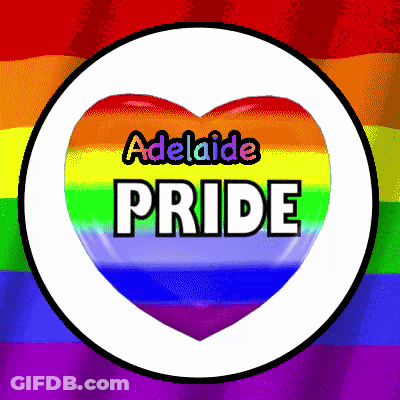 A Rainbow Heart With The Words Adelaide Pride GIF
