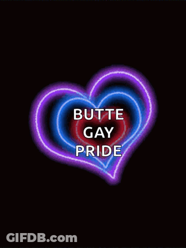 A Rainbow Heart With The Words Butte Gay Pride In The Center GIF
