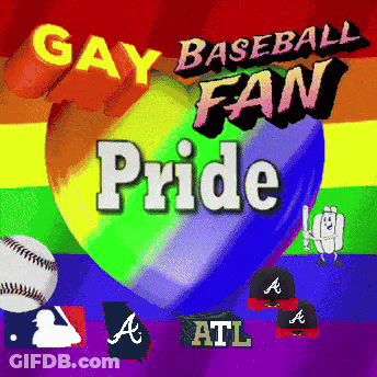 A Rainbow Heart With The Words Gay Baseball Fan Pride Written On It GIF