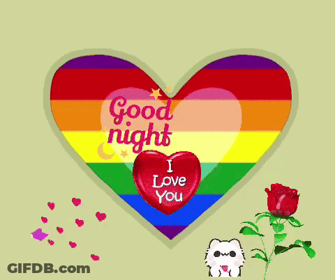 A Rainbow Heart With The Words Good Night And I Love You On It GIF