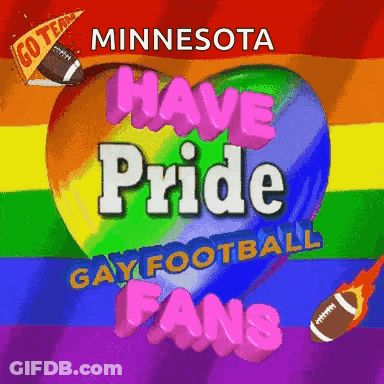A Rainbow Heart With The Words " Have Pride Gay Football Fans " On It GIF