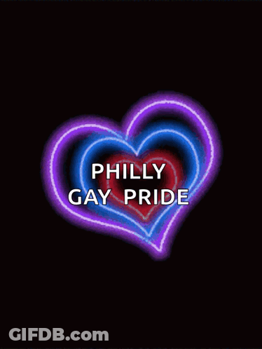 A Rainbow Heart With The Words Philly Gay Pride Written On It GIF