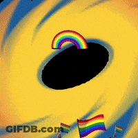 A Rainbow Is Coming Out Of A Black Hole In The Middle Of A Galaxy GIF