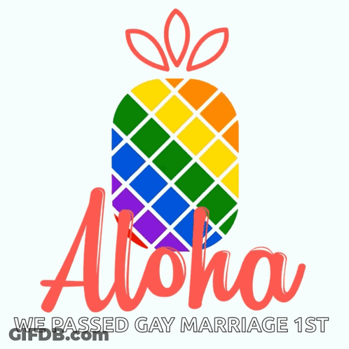 A Rainbow Pineapple With The Words " Aloha We Passed Gay Marriage 1St " Below It GIF