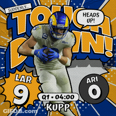 A Rams Football Player Is Running With The Ball And Says " Heads Up " GIF