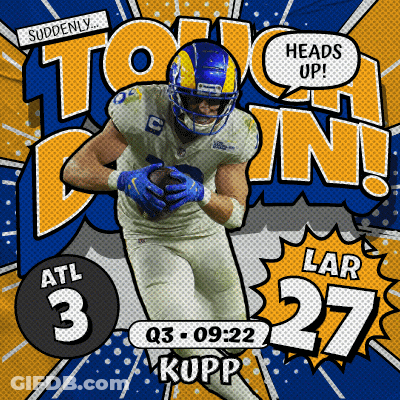 A Rams Football Player Is Running With The Ball And Says Heads Up GIF