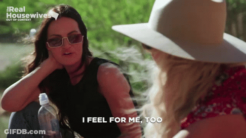 A Real Housewives Advertisement With Two Women Talking GIF