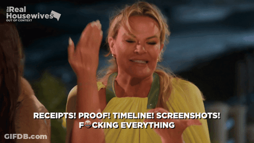 A Real Housewives Poster With A Woman Making A Face GIF