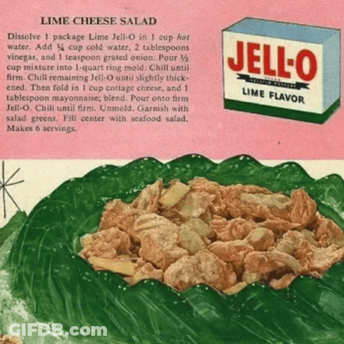 A Recipe For A Lime Cheese Salad With Jell-O GIF