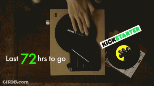 A Record Player With A Kickstarter Label On It GIF